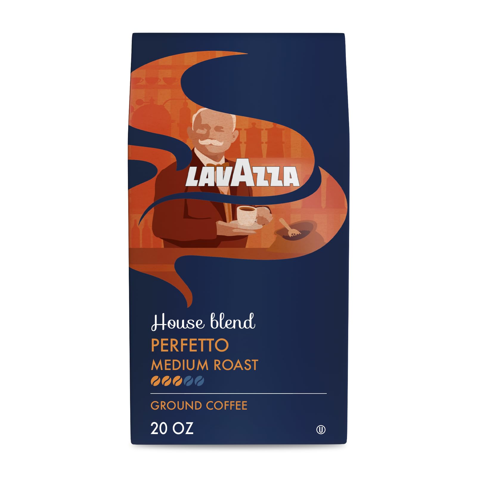 Lavazza Perfetto ground coffee bag front view with bold dark roast