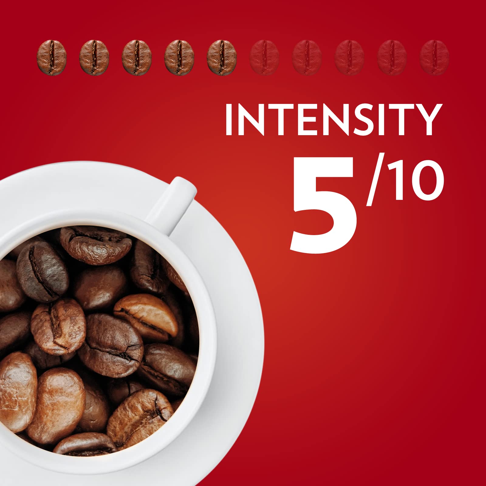 Lavazza Qualità Rossa Arabica-Robusta blend beans for a rich, full-bodied cup.