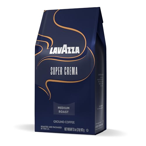 Lavazza Super Crema bag closeup conveys premium beans ideal for espresso and drip