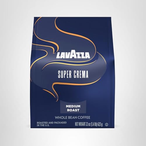 Premium Lavazza Super Crema packaging and 22 oz bag designed for daily espresso.