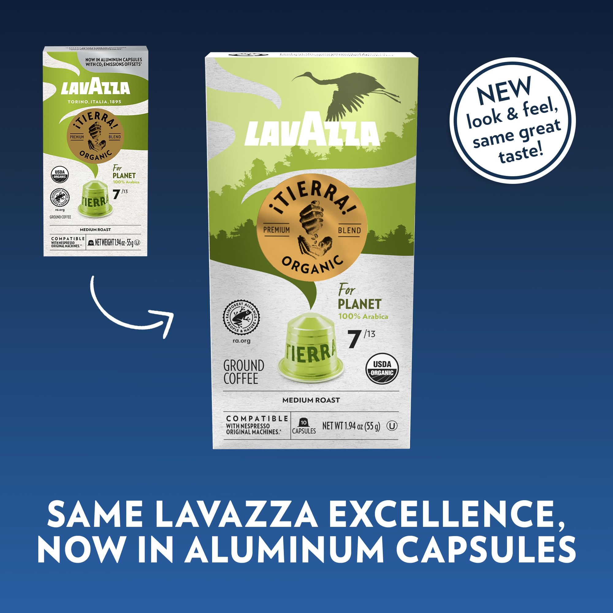 Lavazza Tierra Planet beans from Africa and the Americas.