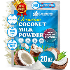 Lavendium Coconut Milk Powder 20oz pouch shows resealable packaging for freshness.