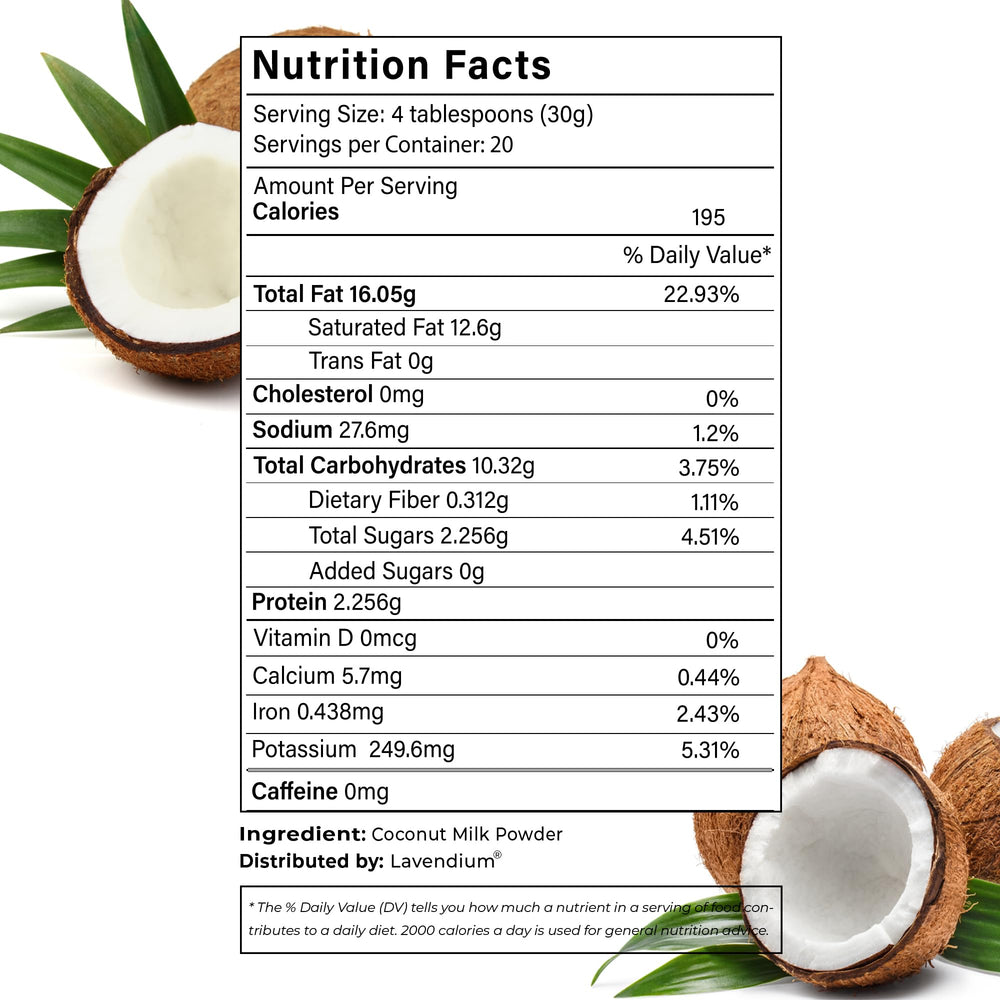 Lavendium coconut milk powder scoop for easy measuring and consistent results.