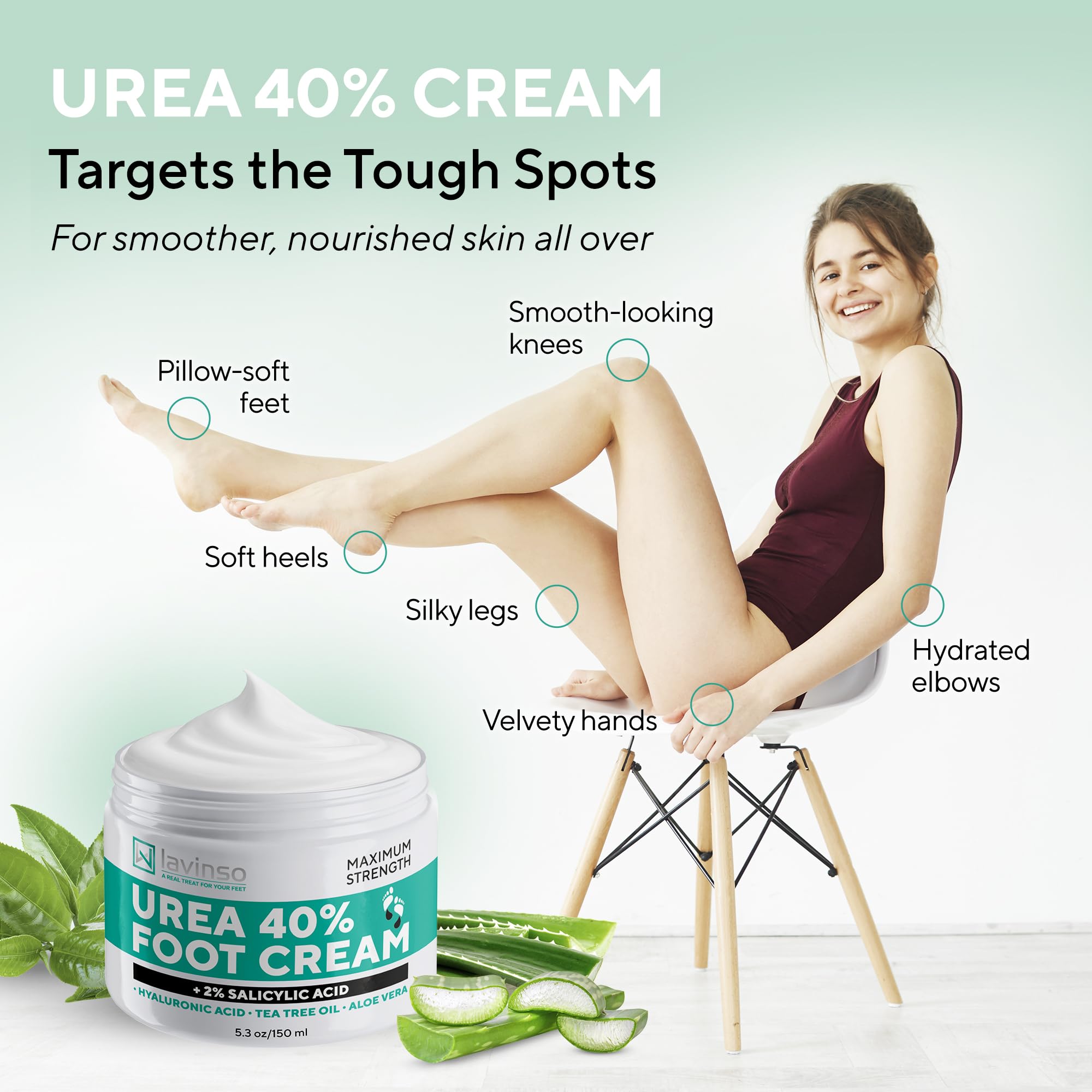 LV Lavinso Urea Cream 40% ceramide formula supports skin barrier effectiveness.