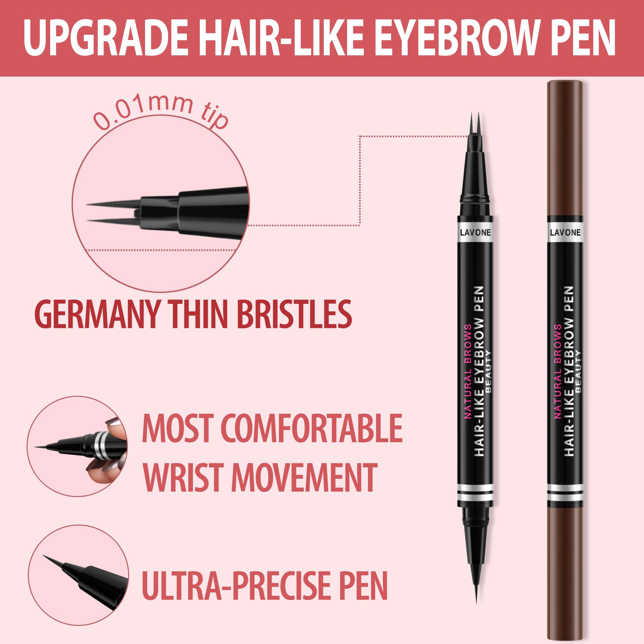 LAVONE eyebrow pen ultra-fine tip for precise brow definition.