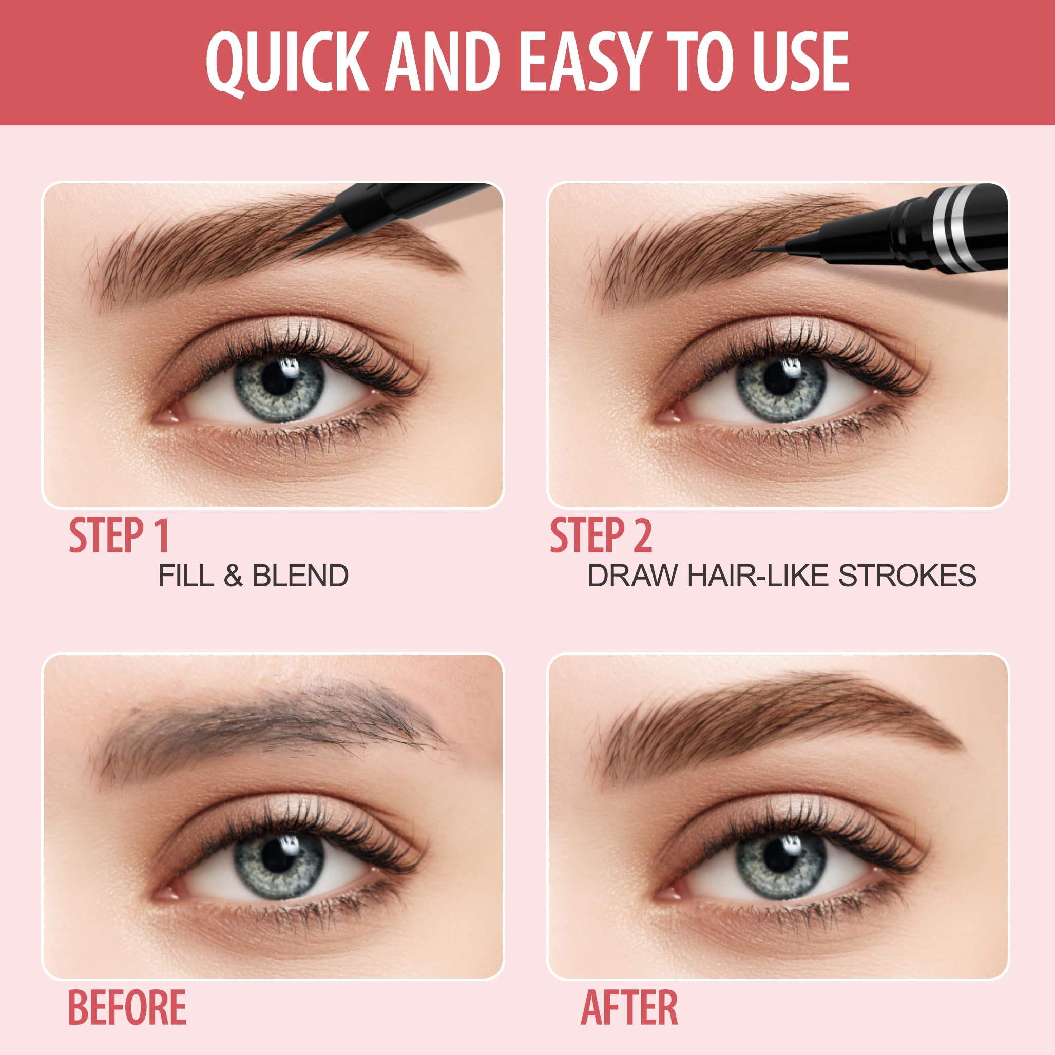 LAVONE long-lasting brow pen for all-day wear.