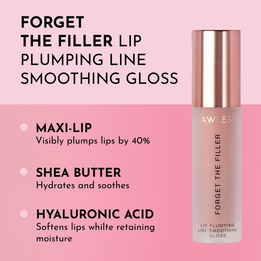 Lawless Forget The Filler Lip Plumper applicator gliding smoothly for plush, fuller-looking lips.