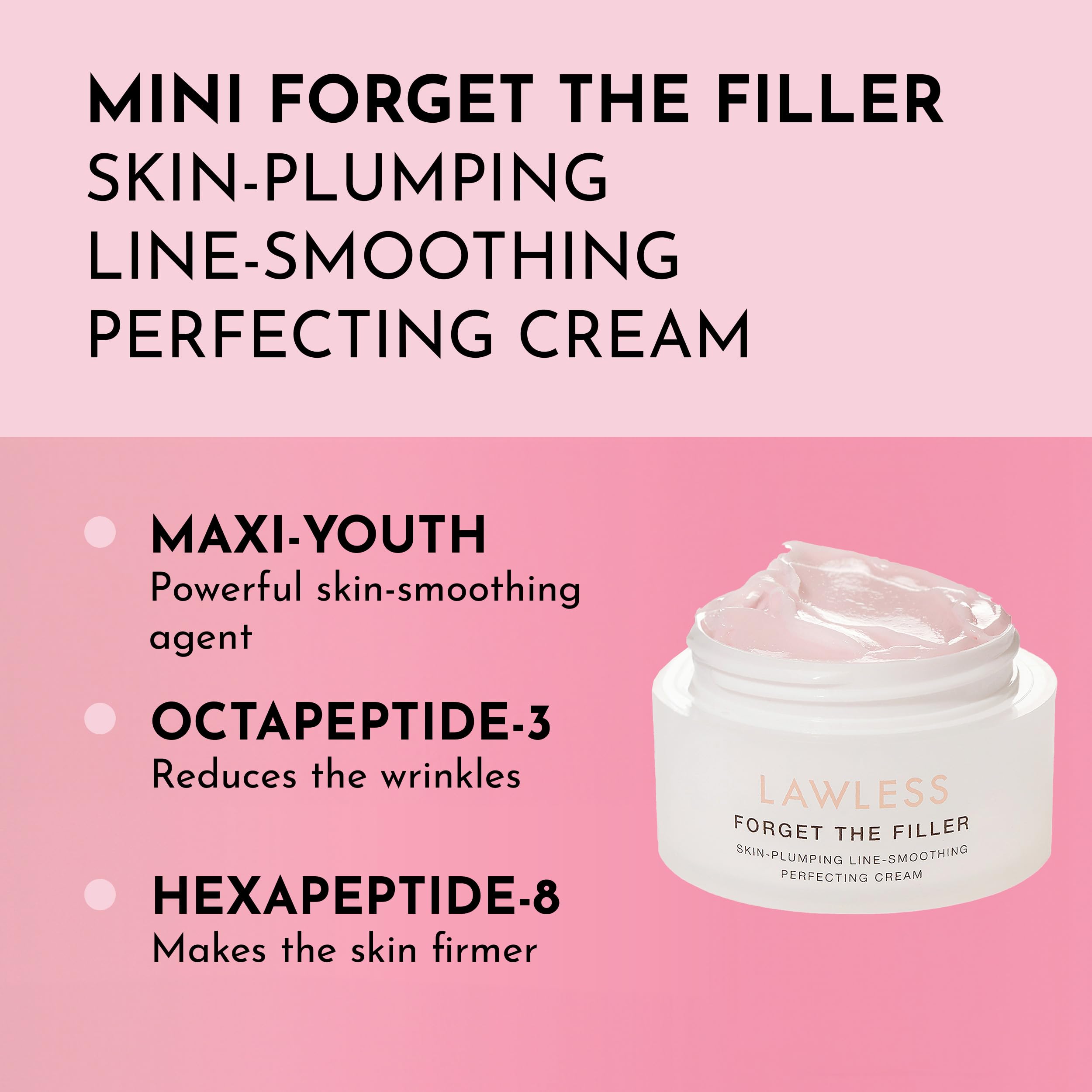 Lawless Forget the Filler texture swatch demonstrates priming-ready cream for makeup