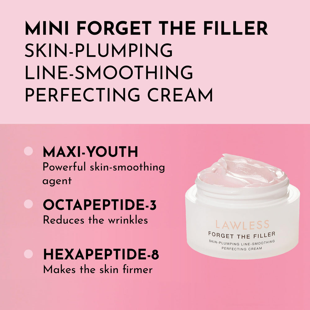 Lawless Forget the Filler texture swatch demonstrates priming-ready cream for makeup