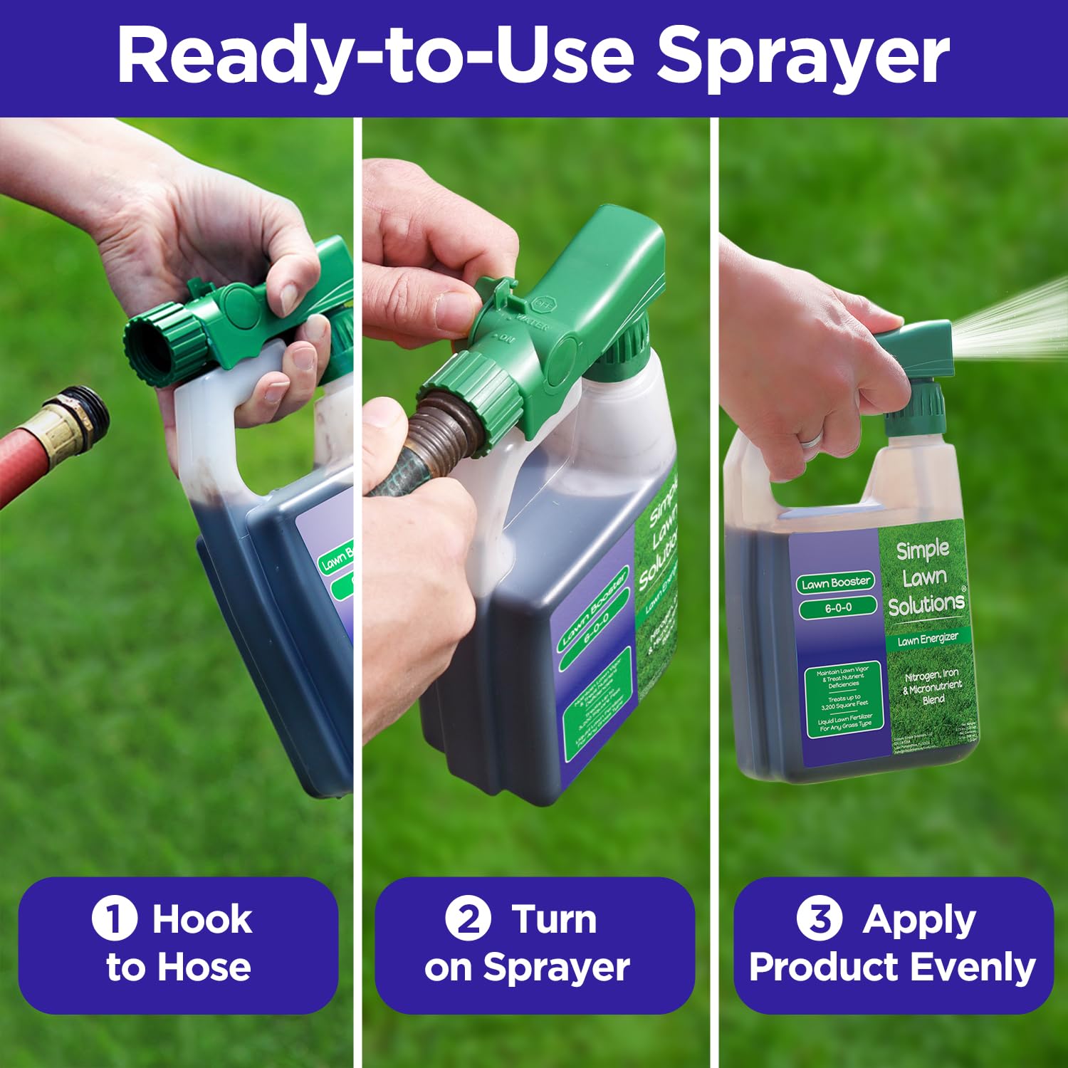 Lawn Energizer 6-0-0 with iron deepens turf green.