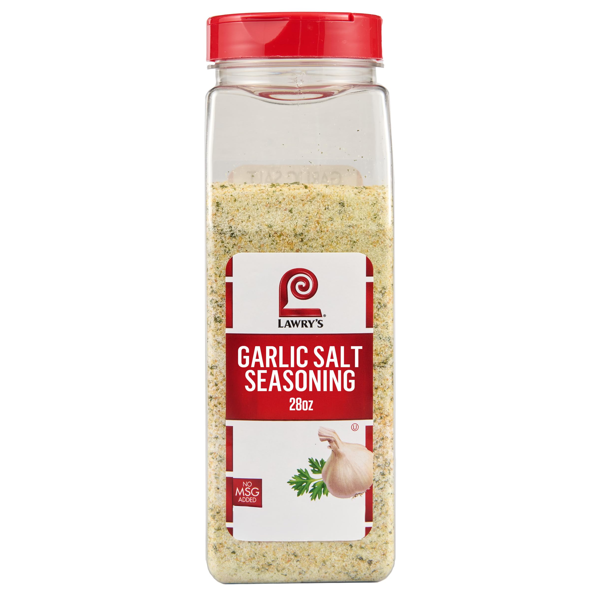 Lawry's garlic salt with parsley container ready for easy seasoning