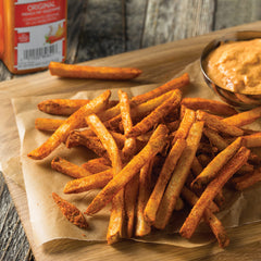 Lawry's seasoning on deep-fried fries provides golden color and a balanced spice blend.
