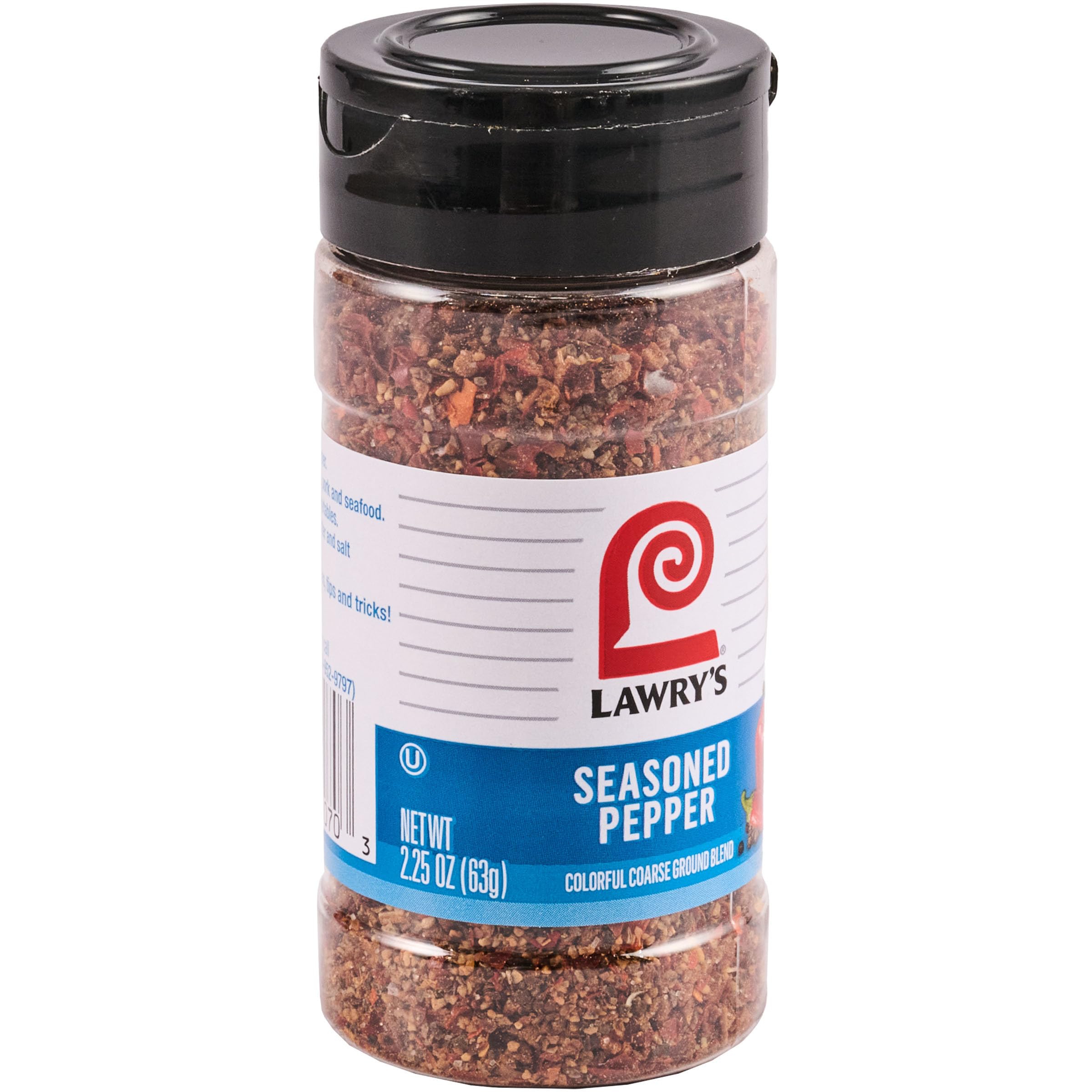 Lawry's Seasoned Pepper bottle front view highlighting the robust pepper blend for everyday seasoning