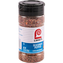 Lawry's Seasoned Pepper bottle front view highlighting the robust pepper blend for everyday seasoning