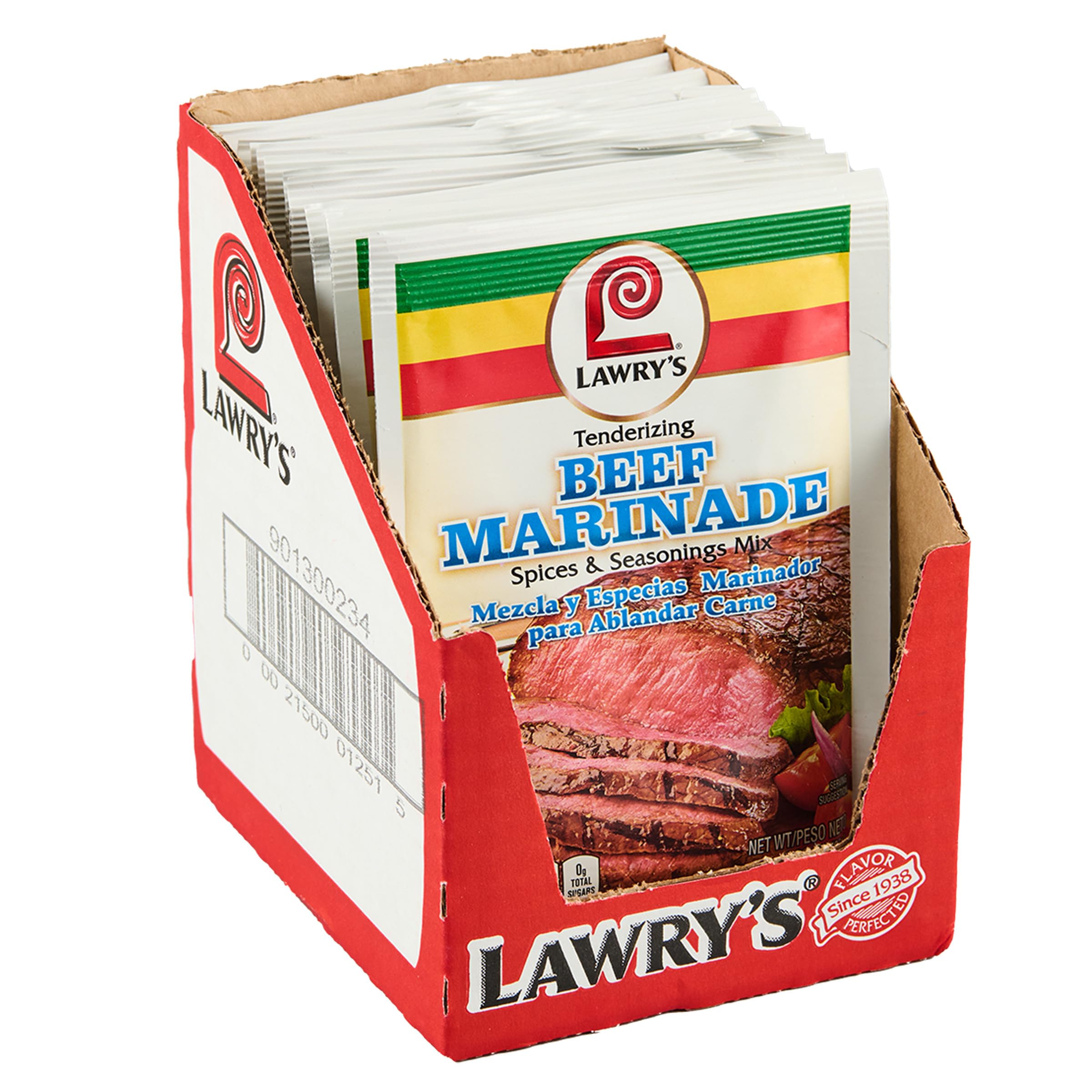 Lawry's Tenderizing Beef Marinade bottle highlights natural spices for richer beef flavor