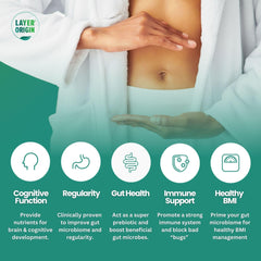 Layer Origin PureHMO scoop measuring serving for convenient daily intake.