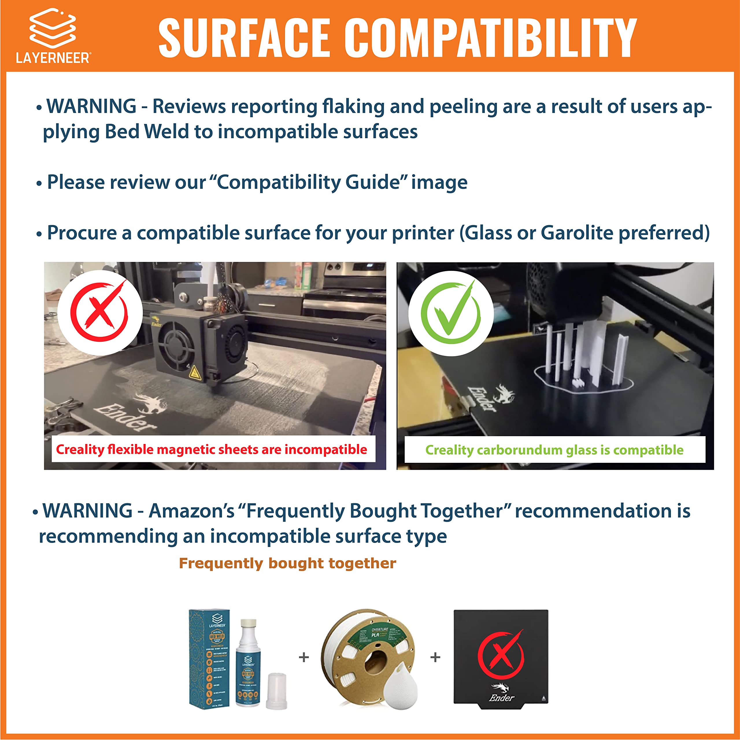 Layerneer Bed Weld glass build plate compatibility guide helps selection.