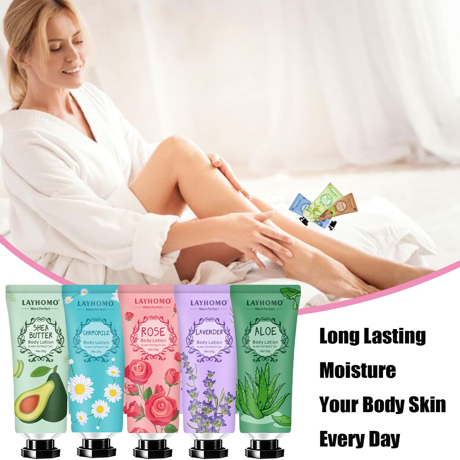 Layhomo travel-size lotion mini bottles ready for backpacks and purses