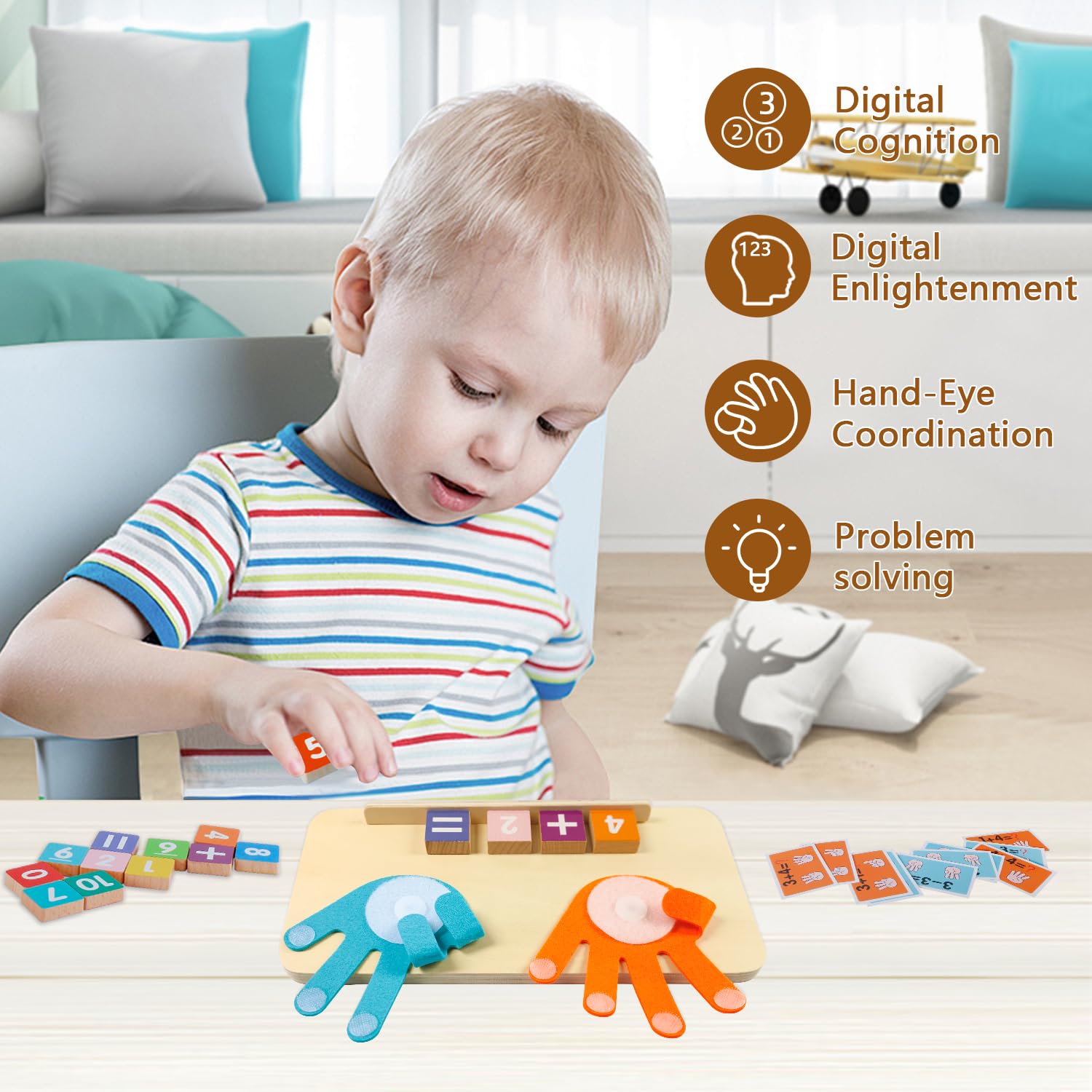 Laynertoys Montessori Finger Board supports fine motor skills and practical math using tactile practice