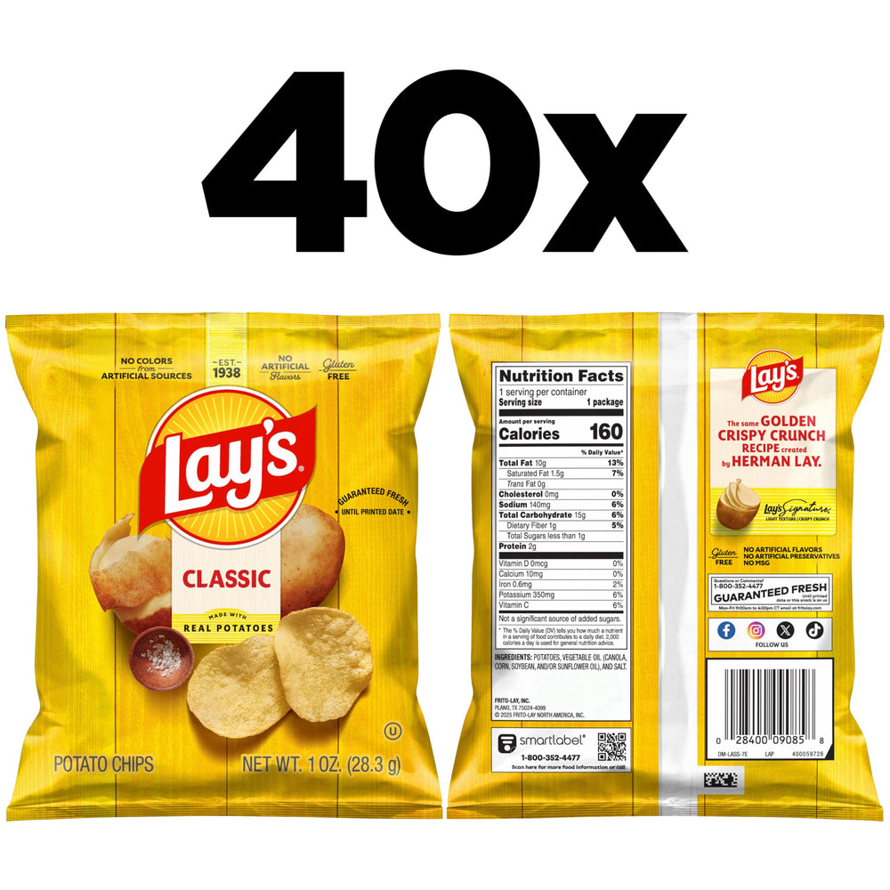 Lay's Classic Chips crisp-bite close-up shows crunchy texture.
