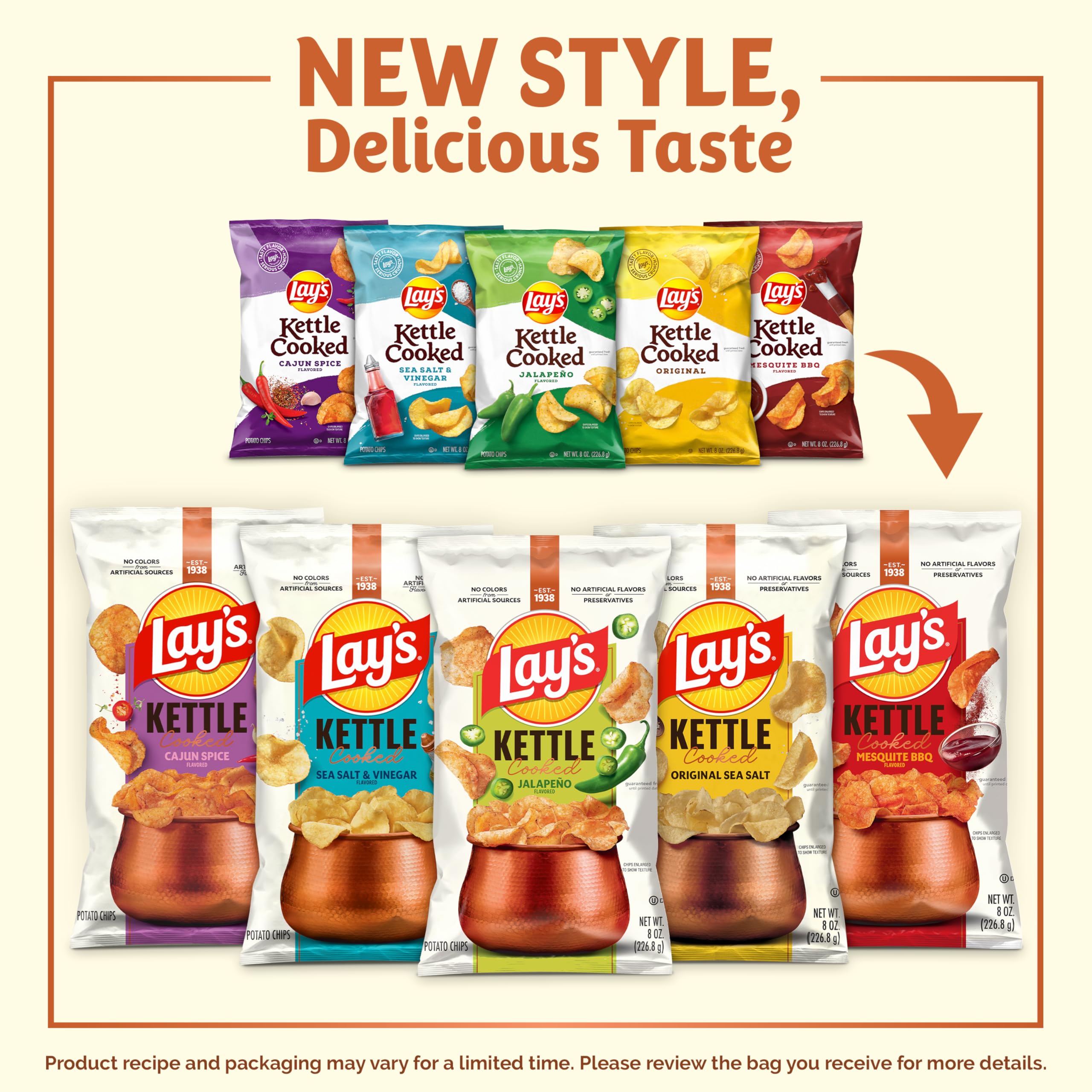 Lay's Mesquite BBQ kettle cooked bag delivers smoky taste