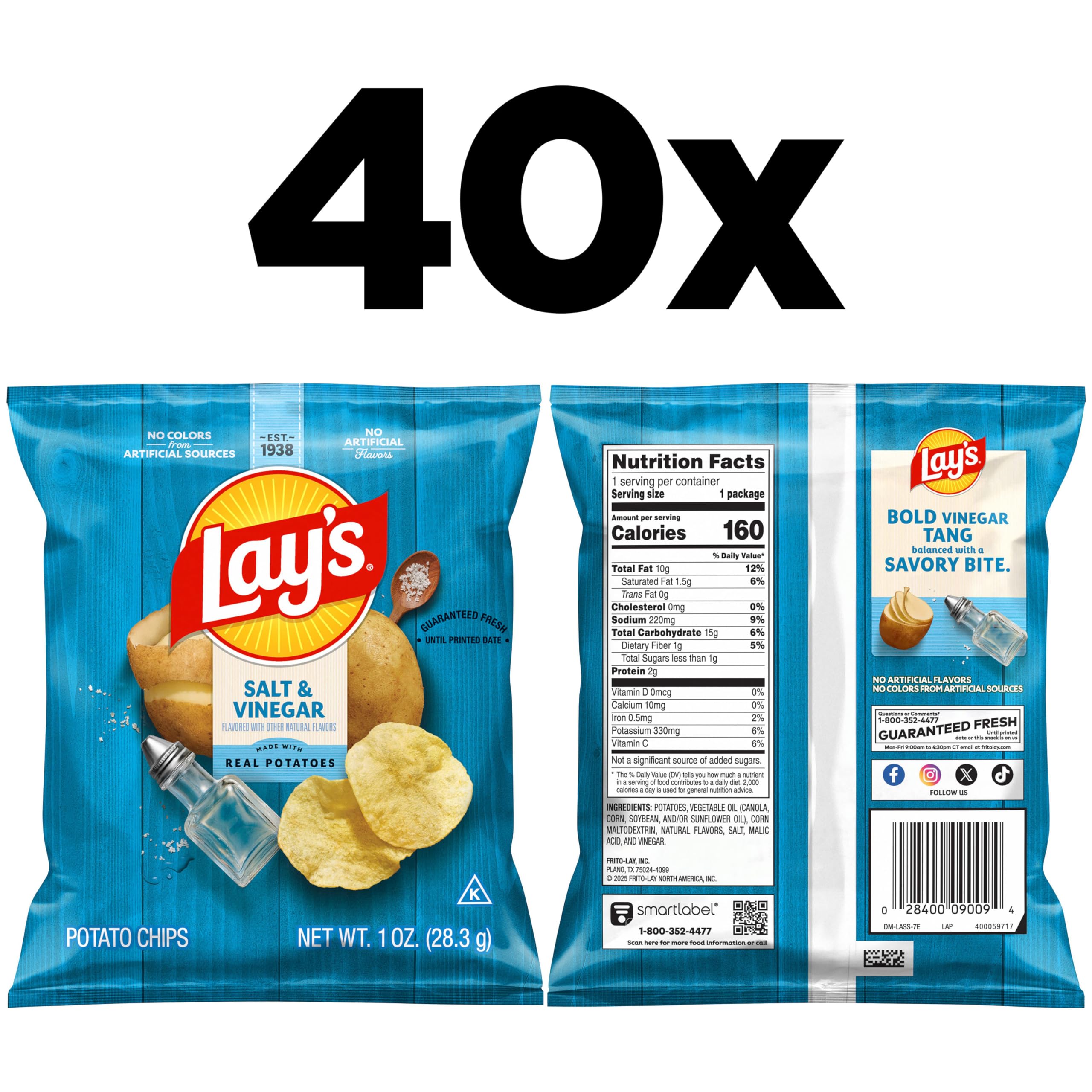 Lay's Salt & Vinegar chips on display, ideal for lunchbox cravings.