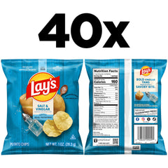 Lay's Salt & Vinegar chips on display, ideal for lunchbox cravings.