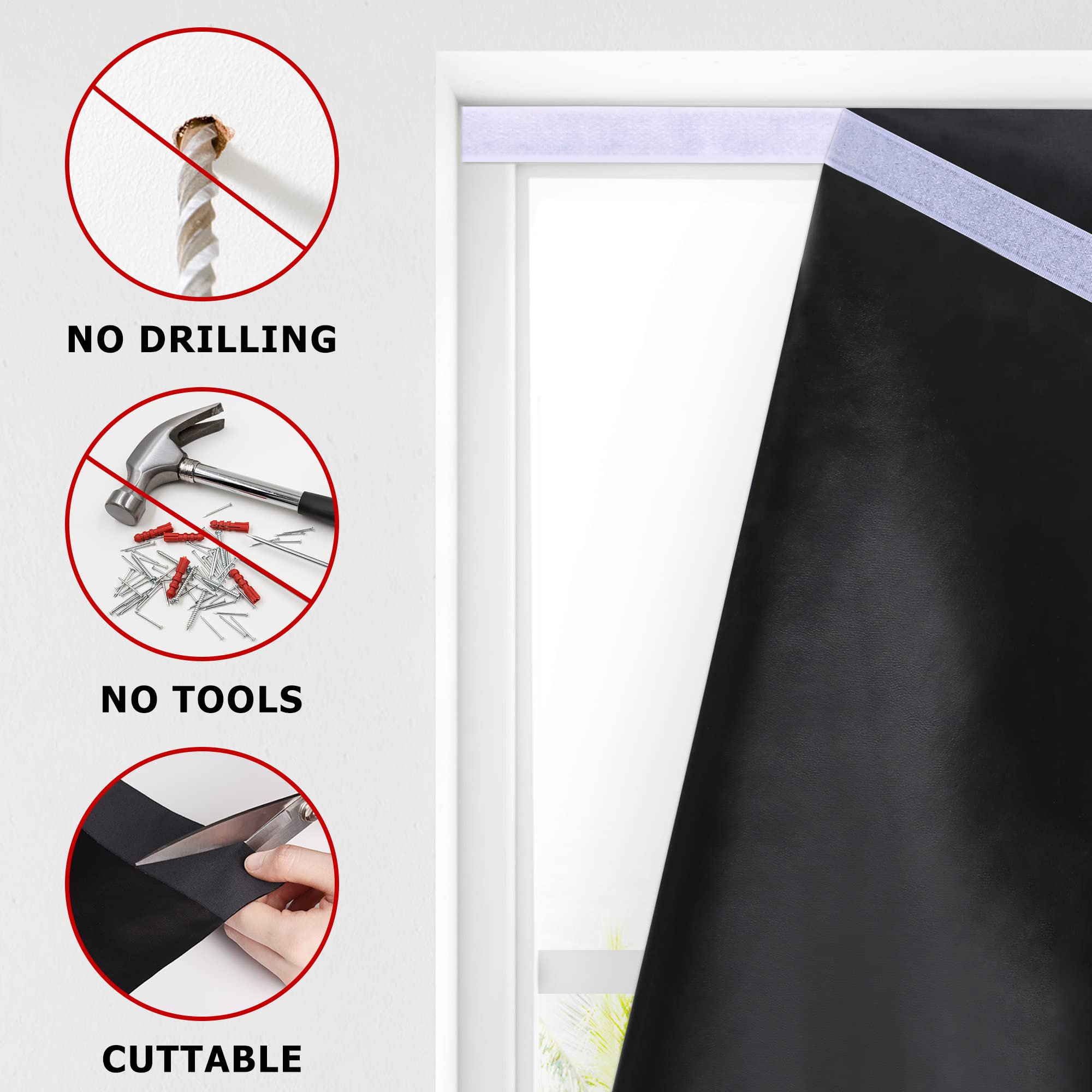 LazBlinds self-adhesive tape application on wall shows residue-free mounting
