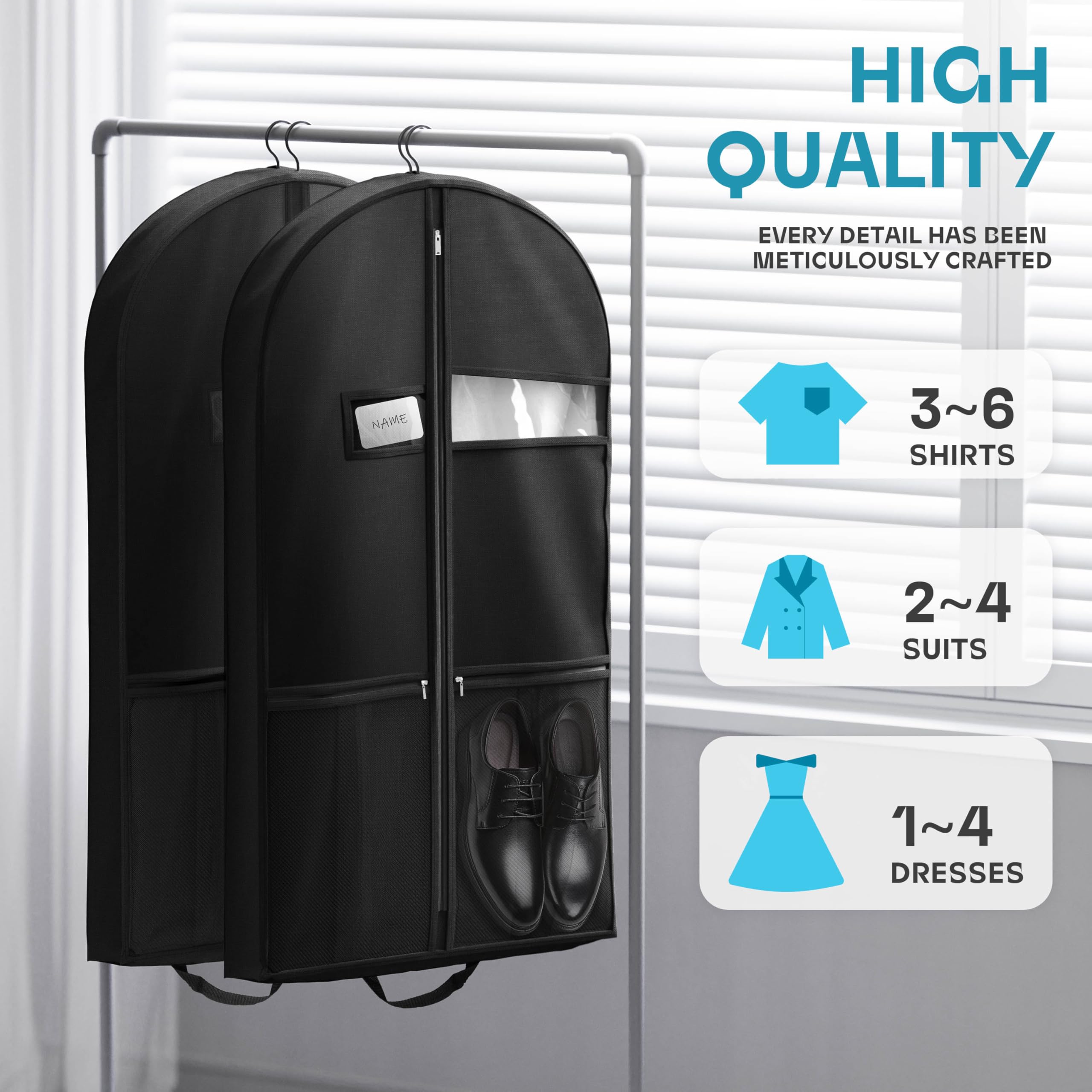 Lazebox 43-inch travel garment bag side pocket showing extra storage for accessories