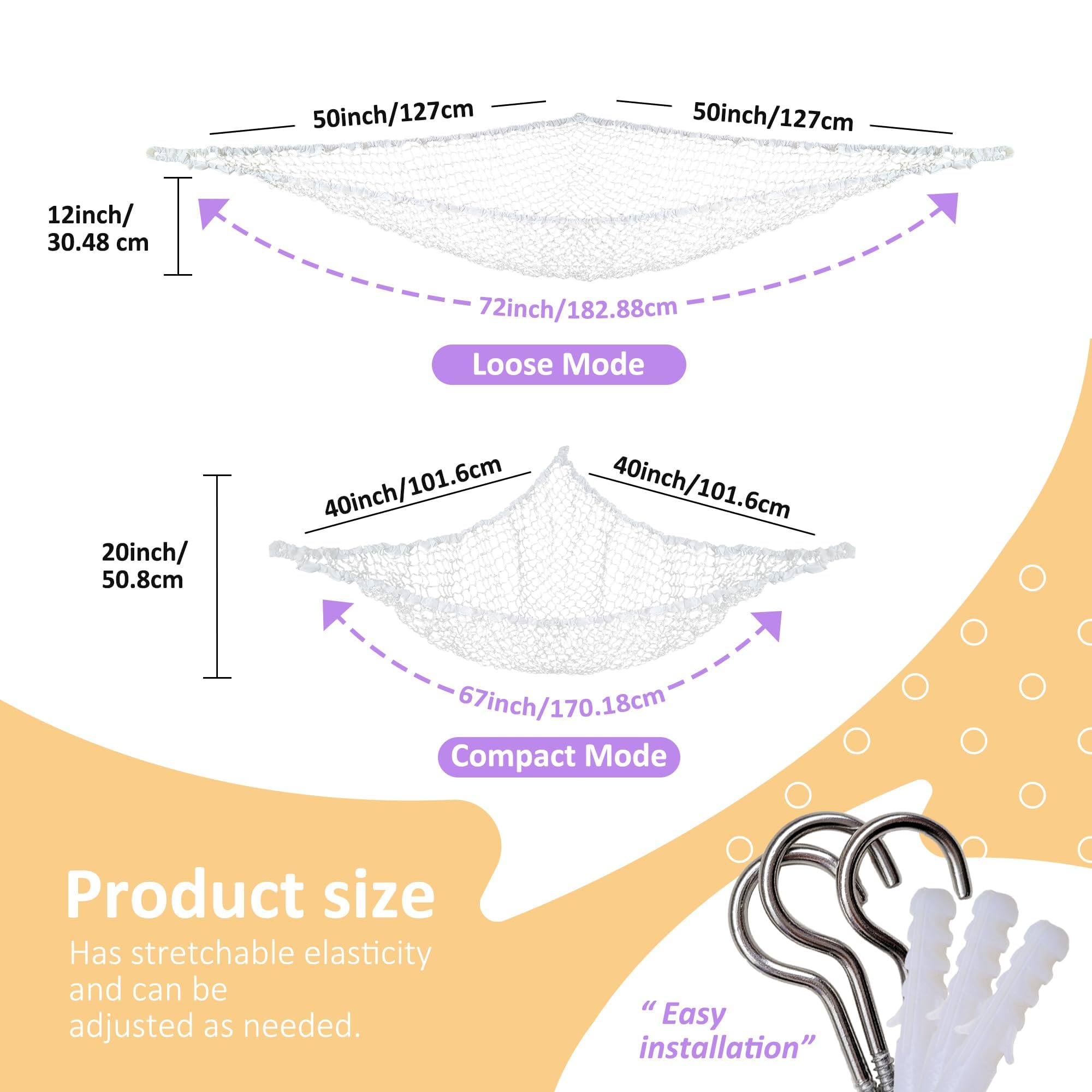 Lazebox stuffed animal net hammock full of plushies demonstrates large capacity.