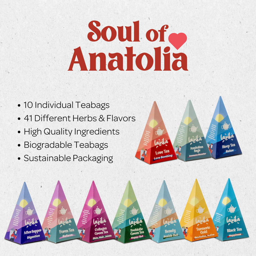 LAZIKA 10-count variety pack highlights diverse flavors for home tea exploration.