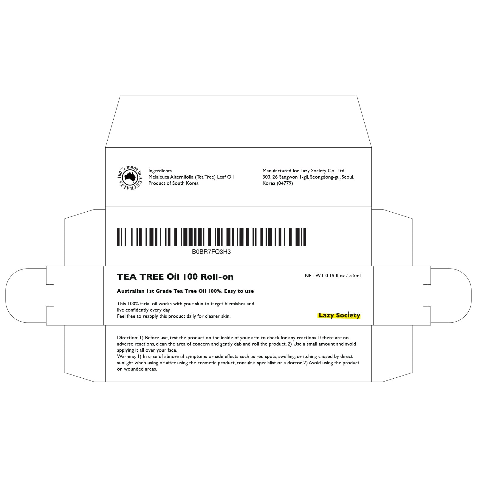 Pure tea tree oil roll-on ingredients emphasis for clean care