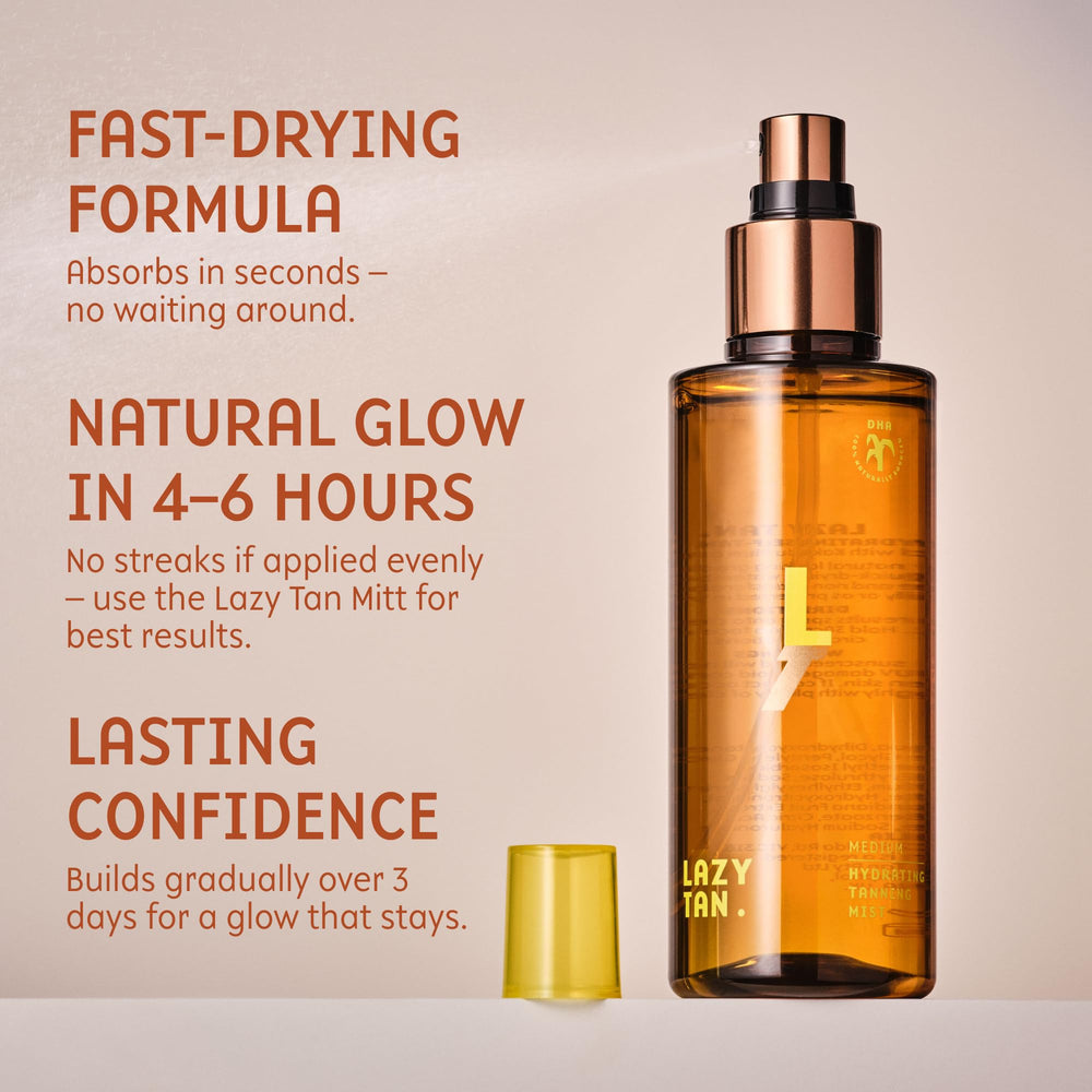 Dermatologically tested Lazy Tan Face Tan Mist for sensitive skin