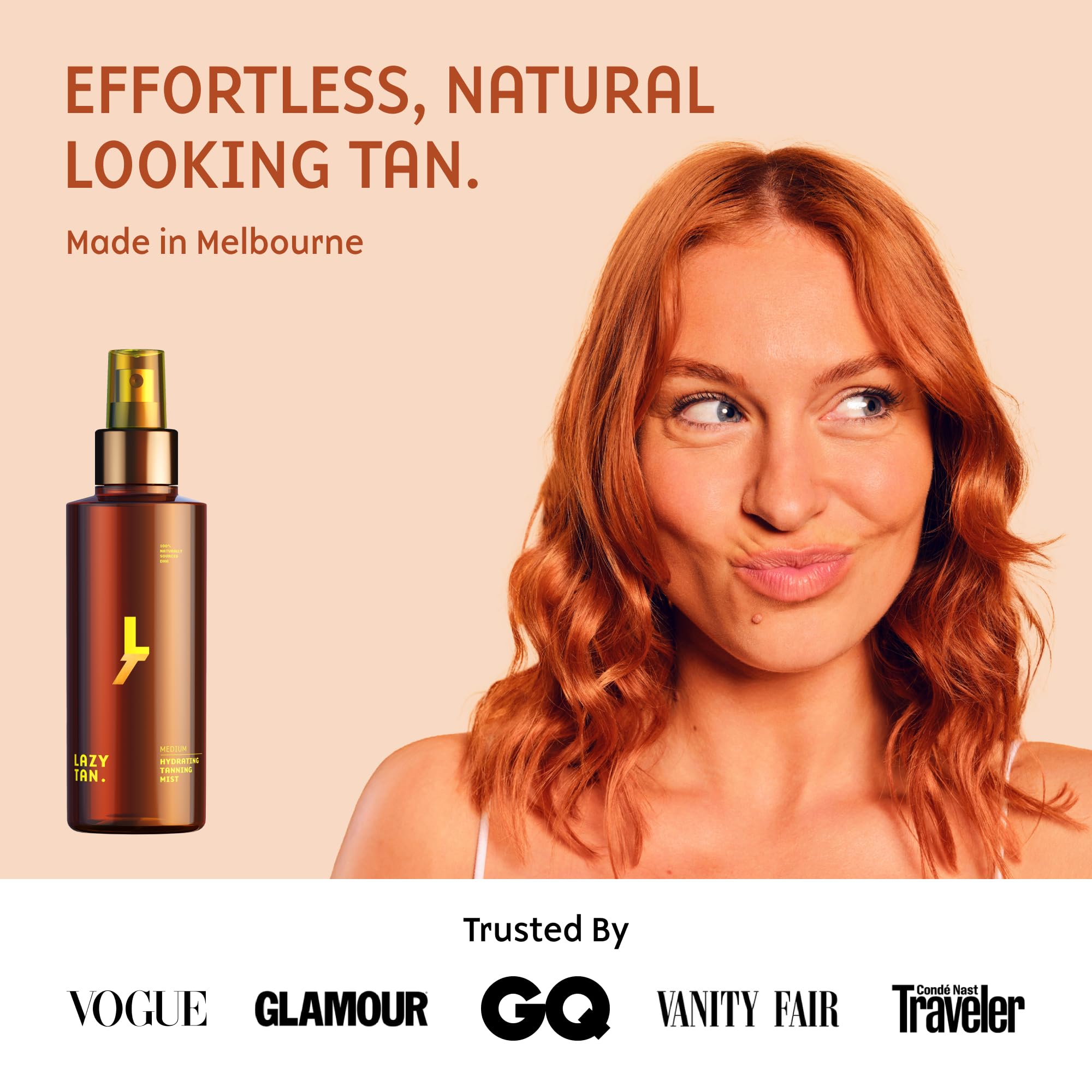 Lazy Tan Face Tan Mist applied to the face for an even, natural glow