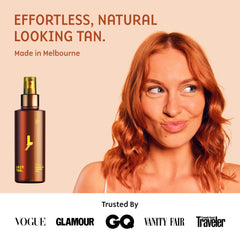 Lazy Tan Face Tan Mist applied to the face for an even, natural glow