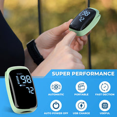 LBEAURG oximeter reading showing SpO2 and pulse levels at a glance.