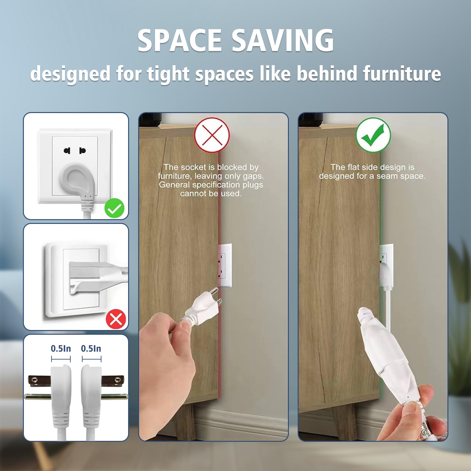 LBSC 1 ft flexible cord stores neatly in small spaces.