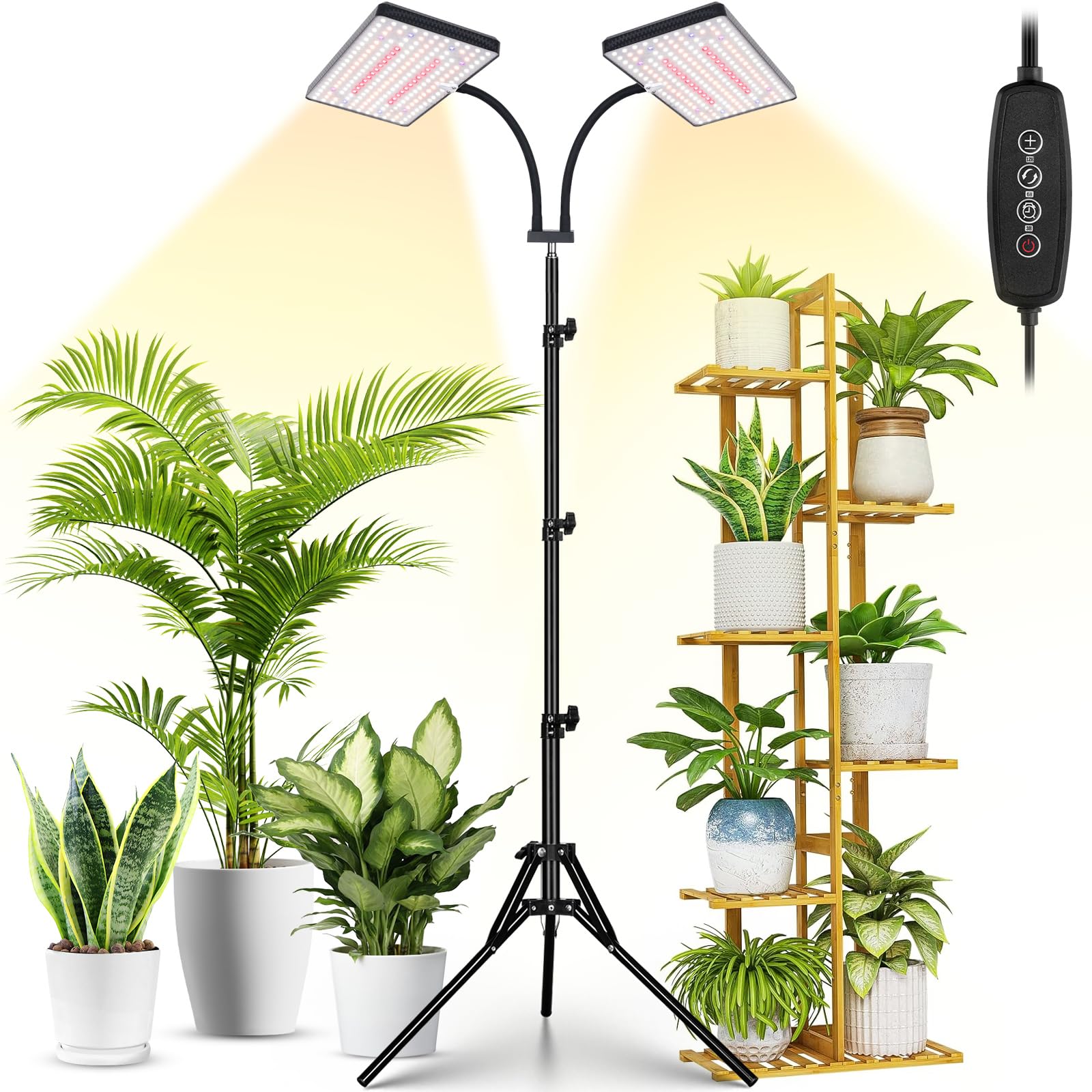 LBW grow light head front view showing dual-head design for indoor plants