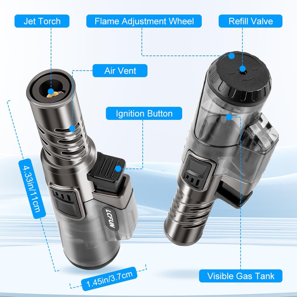 LcFun torch lighter 2-pack front view showing compact grip