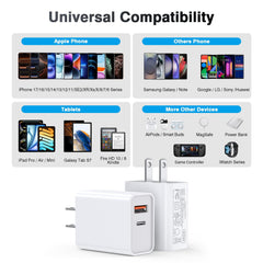LCGENS compact dual-port charger design supports USB-C and USB-A devices.