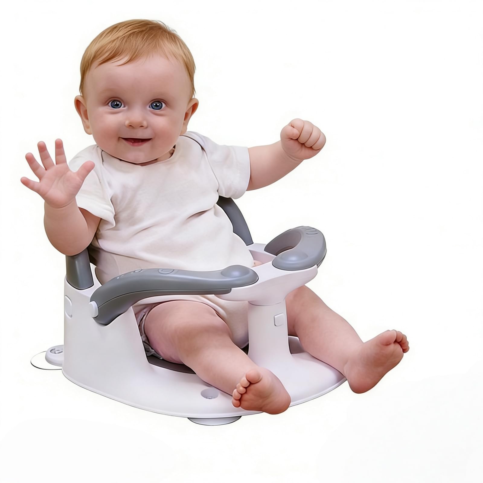 LDIIDII baby bath seat wrap-around ring provides stable, secure bathing.