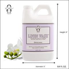 Le Blanc Original Linen Wash 64oz packaging highlights value for home laundering.