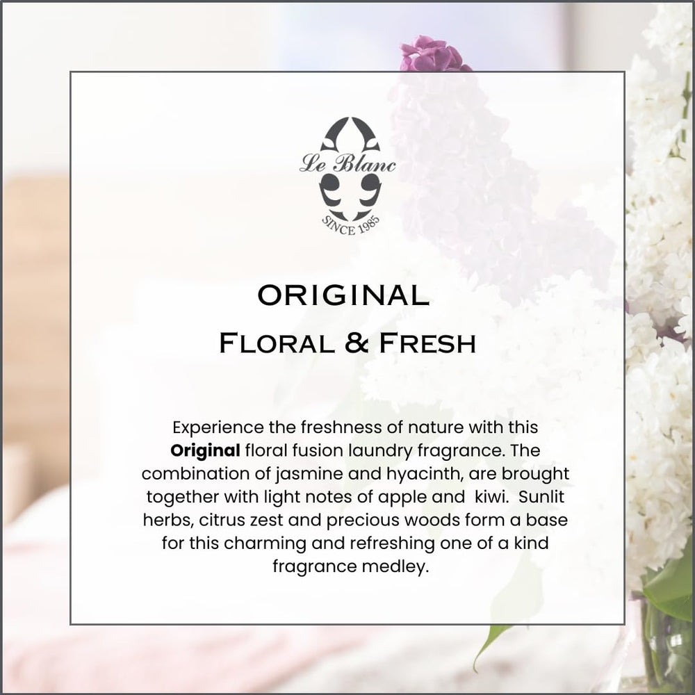 Le Blanc Original Linen Wash works with HE and standard washing machines.