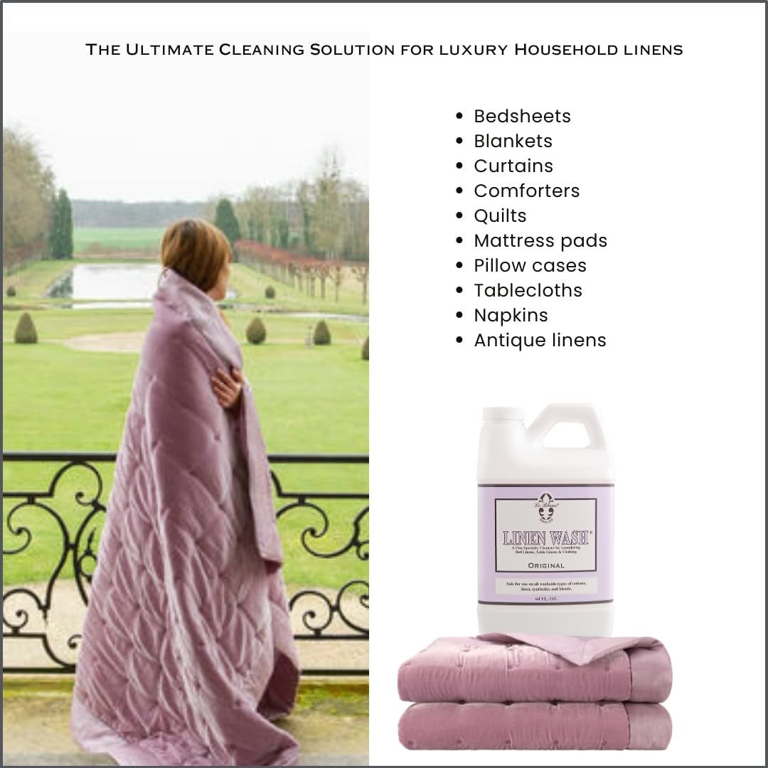 Le Blanc Original Linen Wash lifts dirt from textiles without harsh residues.