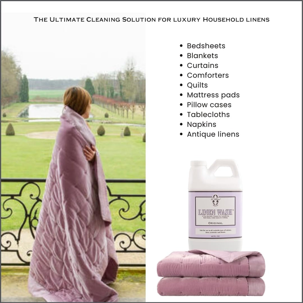 Le Blanc Original Linen Wash lifts dirt from textiles without harsh residues.