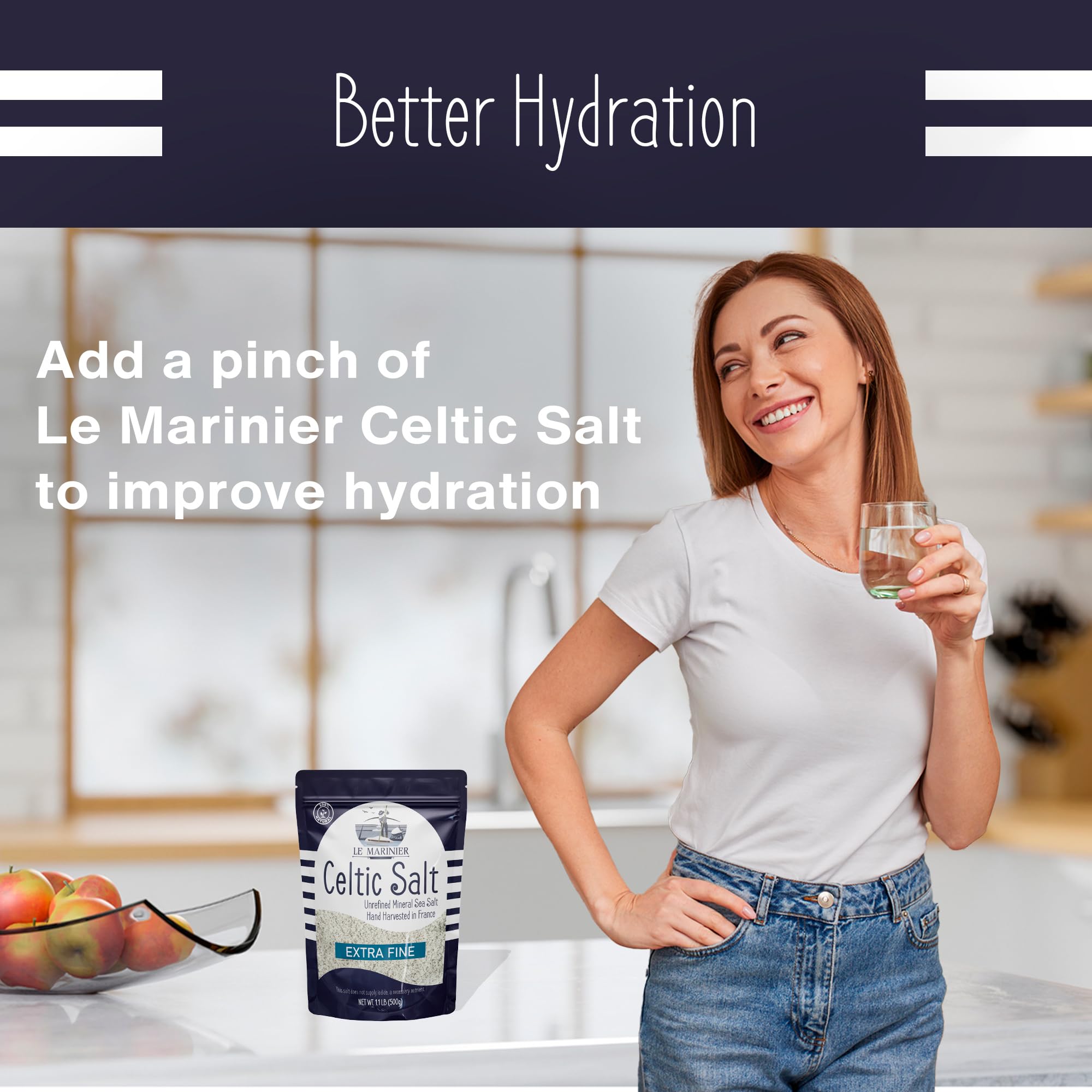 Le Marinier Celtic Salt for baking and savory recipes, enhances moisture and distribution.