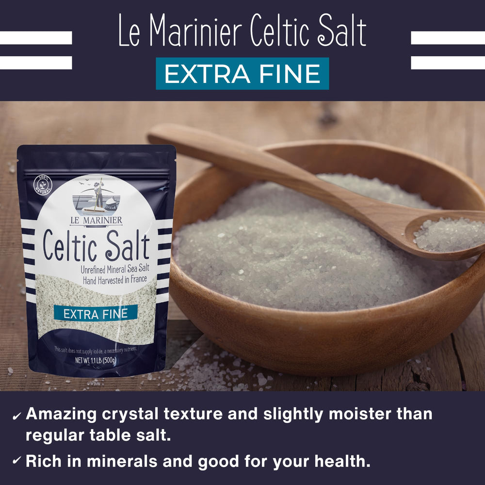 Le Marinier Celtic Salt on eggs and avocado toast, a tasty finishing touch.