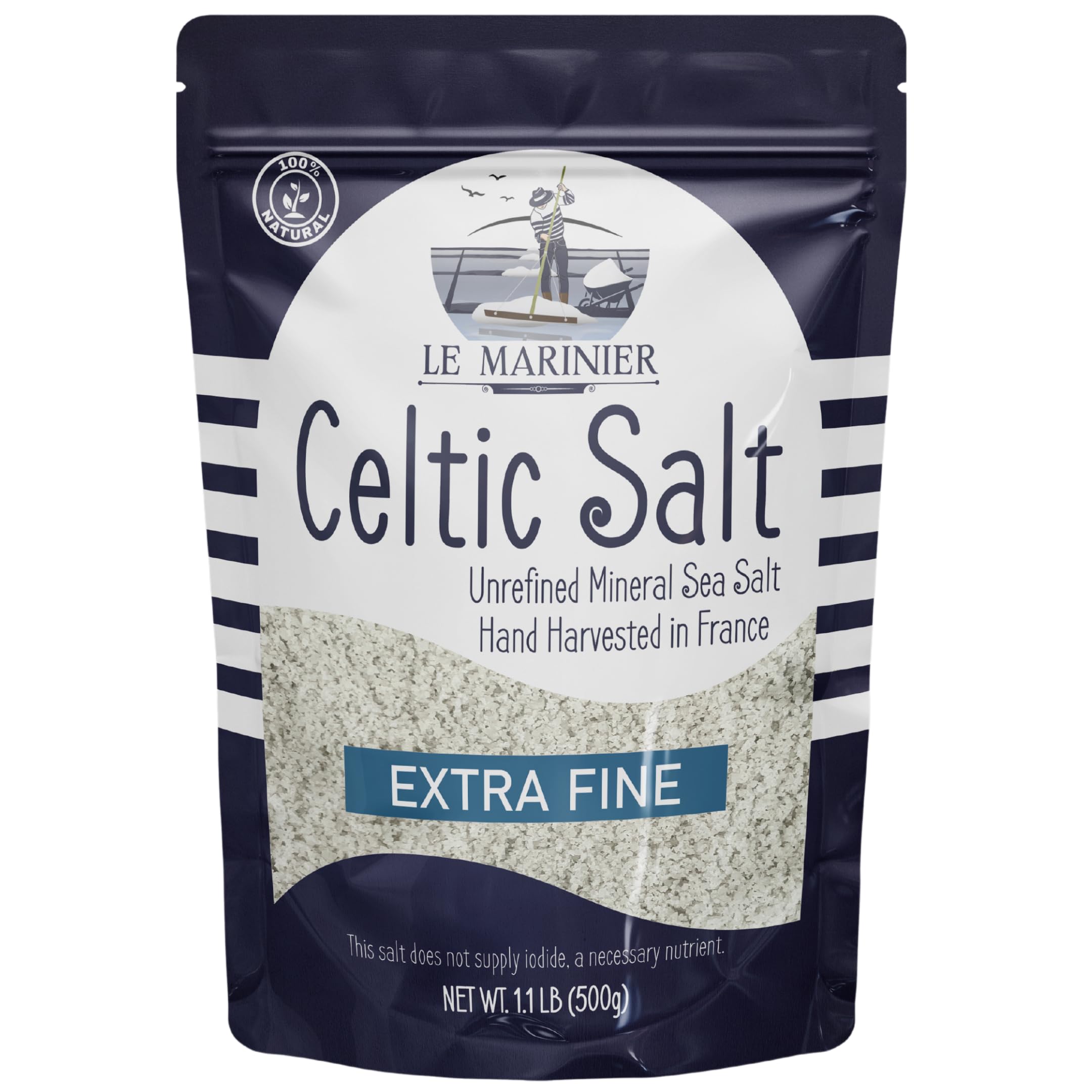 Le Marinier Celtic Salt hand harvest close-up, ideal for finishing gourmet dishes.
