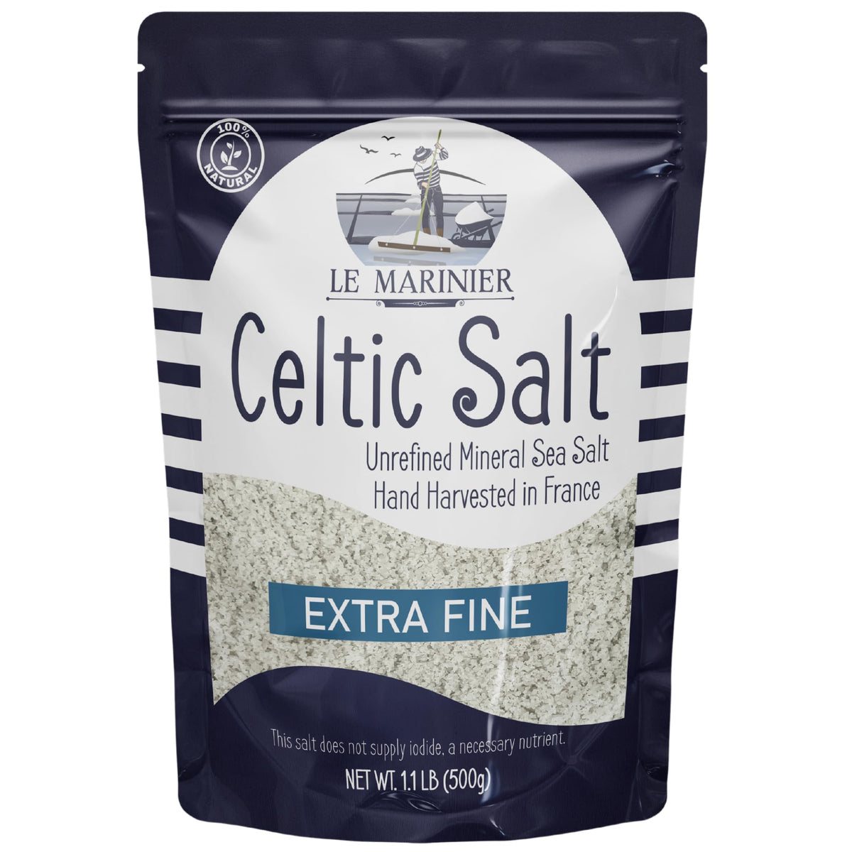 Le Marinier Celtic Salt hand harvest close-up, ideal for finishing gourmet dishes.