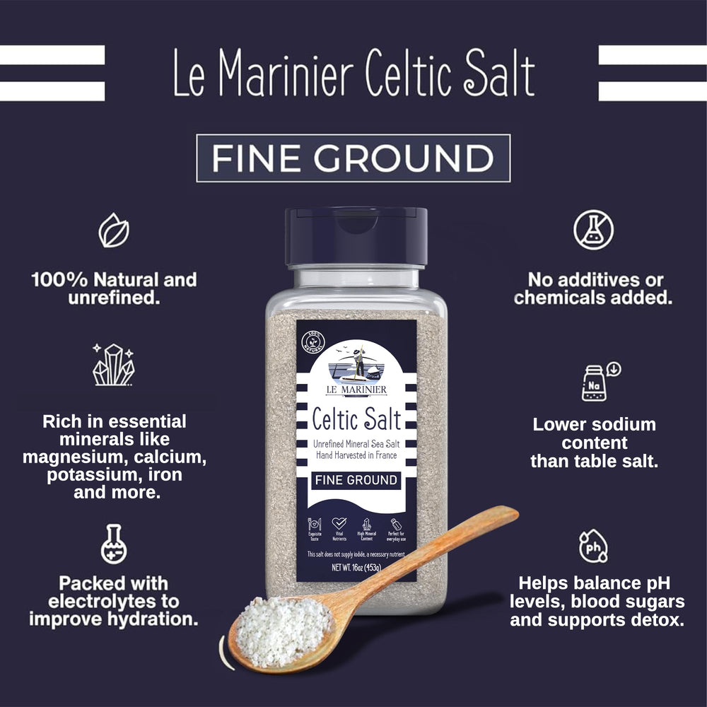 Le Marinier French sea salt harvest shows traditional hand harvesting.